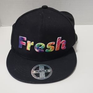 Black Cap with Colorful 'Fresh' Embroidery